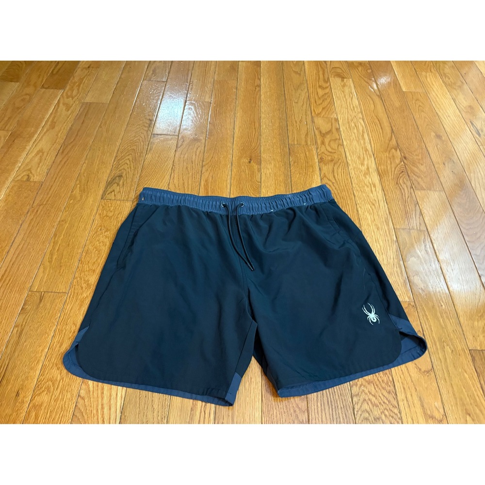 Spyder Swim Trunks Mens XXL Black Gray Mesh Lined Board Shorts 7 Inch Inseam